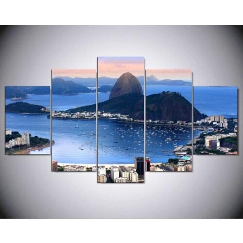 Modern Canvas Painting Cityscape Rio De Janeiro Brazil Coastline Sun Light Place Seaside Print On Canvas Giclee Artwork