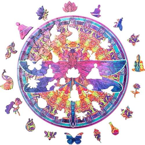 Dragonfly Rainbow Wooden Jigsaw Puzzle Animals Shape Butterfly Adults Puzzle For Kids Educational Toy Gifts Wooden Puzzle Games
