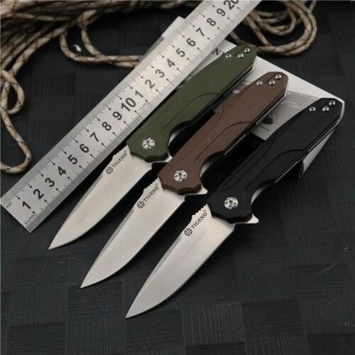 TIGEND Knife CF1818 Pocket Folding Knives D2 Satin Blade G10 handle 3 Colors for EDC Outdoor Camping Fishing Hunter Self Defense