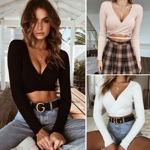 HUAN BEAUTY Women Sexy V-neck Tank Tops Fashion Crop Top Female Short Top Tie Cross Strap Casual Top HB-M2775