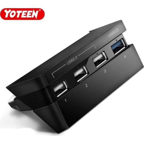 USB Hub for PS4 Slim USB 3.0 Super Transfer Speed Charger Controller Splitter Expansion Adapter with LED Indicator 4 USB Port