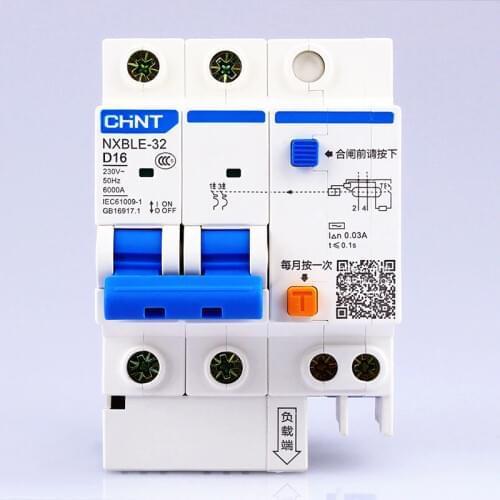 CHINT AC230/400V NXBLE-32 2P residual current device D6 10 16 20 25 32A type D short circuit protection overload circuit breaker