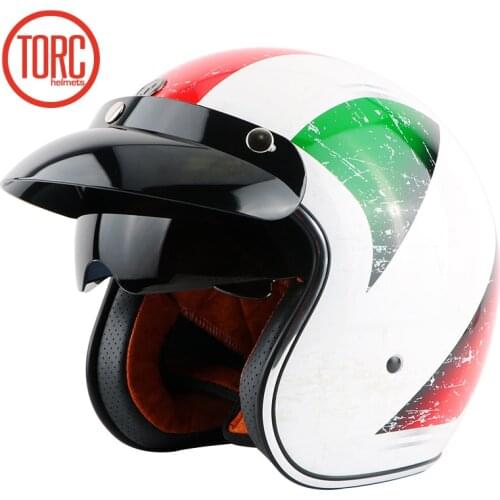 TORC T57 vintage 3/4 motocross cascos para moto helmet Built-in visor ECE certification Casco Capacete Jet retro Vintage helmet