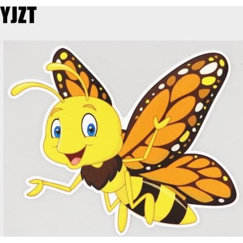 YJZT 14.6CM×11.8CM Cartoon Happy Butterfly Decal Waterproof PVC Car Sticker 11C-0391