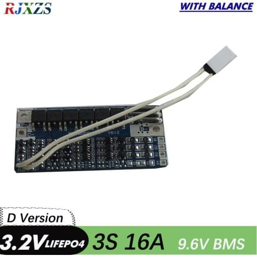3S 16A lifepo4 9.6V 18650 BMS PCM battery protection board bms with balance for lifepo4 battery cell pack with balancing