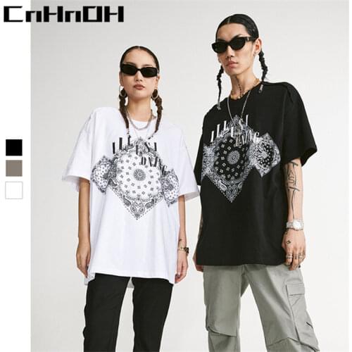 CnHnOH spring and summer new arrivals trend simple ins style pattern printing street casual short-sleeved t-shirt A058