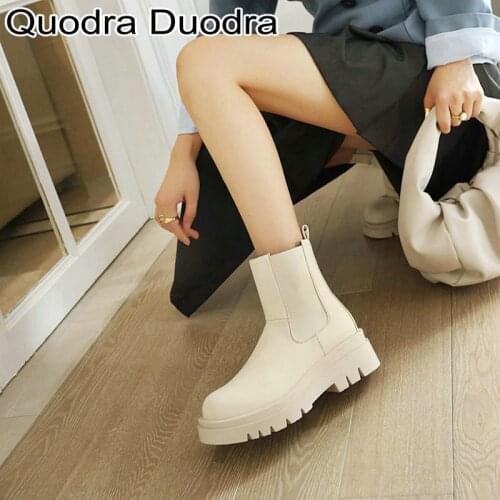 Winter Martin Boots Women Shoes Spring/Autumn Hot Style Smoke Tube Boots Round Toe Fashion Female Platform Chelsea Boots Size 43
