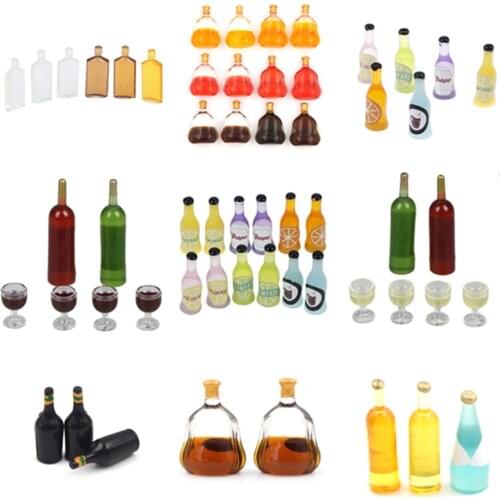 1/2/3/6/15Pcs/set 1/12 Dollhouse Miniature Accessories Mini Wine Bottle Simulation Drinks Model Toys for Doll House Decoration