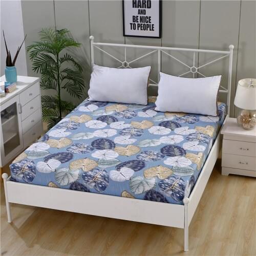 1pc 100% Cotton Printing Cartoon Plant Plaid Fitted Sheet Mattress Cover Four Corners With Elastic Band Bed Sheet