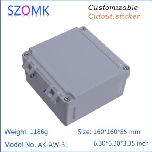 1 piece, 160*160*85mm hinged cover waterproof aluminum die cast enclosure housing IP66 amplifier aluminum housing case