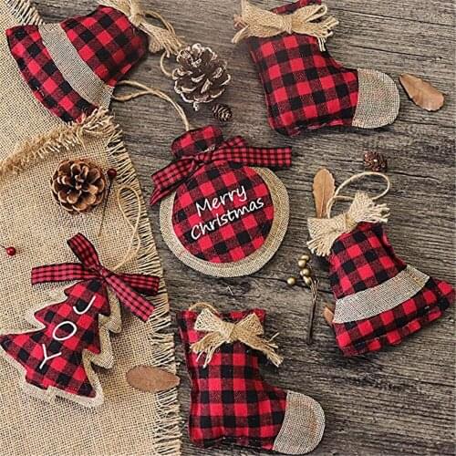 1pcs Christmas Buffalo Lattice Ball Ornaments Christmas Fabric Ball Decoration Christmas Tree Ornaments christmas