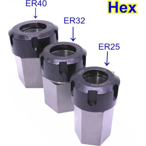 1PCS Hard Steel Hex ER25 ER32 ER40 Collet Chuck Block Hex Shank Spring Chuck Collet Holder For CNC Lathe Engraving Machine