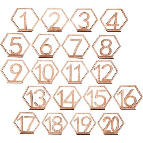 10Pcs/Bag 1-10/11-20 Number Wooden Table Numbers Set with Base Birthday Wedding Party Decor Gifts