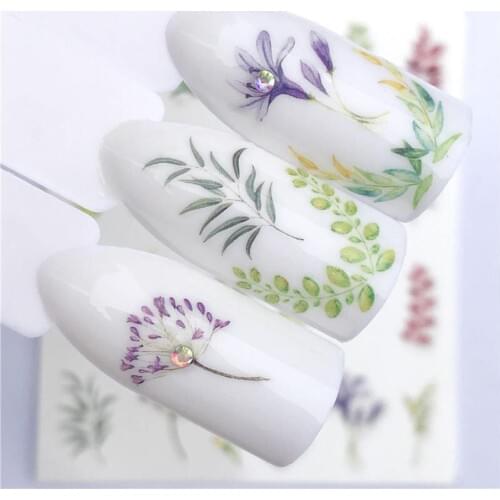 YZWLE 2020 NEW Designs Colored Grass Water Transfer Sticker Nail Art Decals DIY Fashion Wraps Tips Manicure Tools