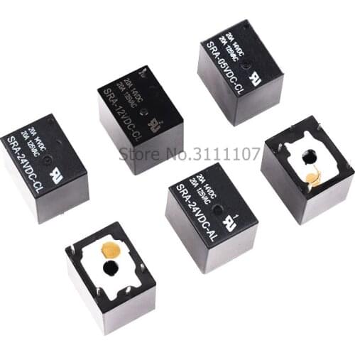 5PCS/lot 5V 12V 24V 20A DC Power Relay SRA-05VDC-CL SRA-12VDC-CL SRA-24VDC-CL 5Pin PCB Type Black Automobile relay