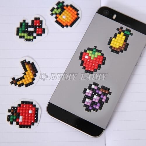 8 Patterns Diamond Embroidery Fruits 5D Diamond Painting For Children Round Diamond Stickers Double Sided Adhesive Transparent