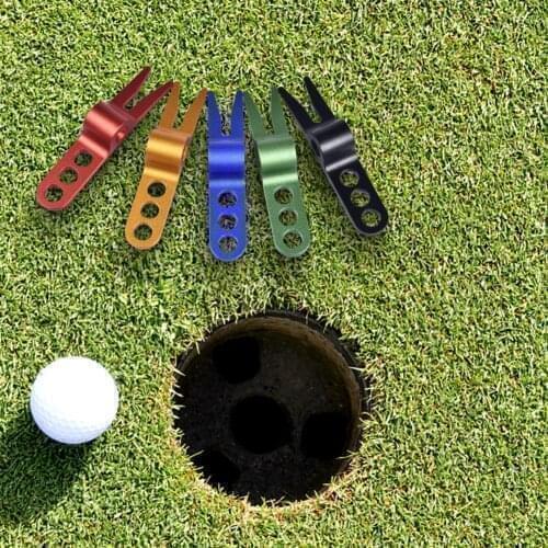 Aluminum Alloy Golfer Putting Green Fork Golf Divot Marker Tool Pitch Lawn Maintenance/Groove Clean/Mark Ball Golf Training Aids