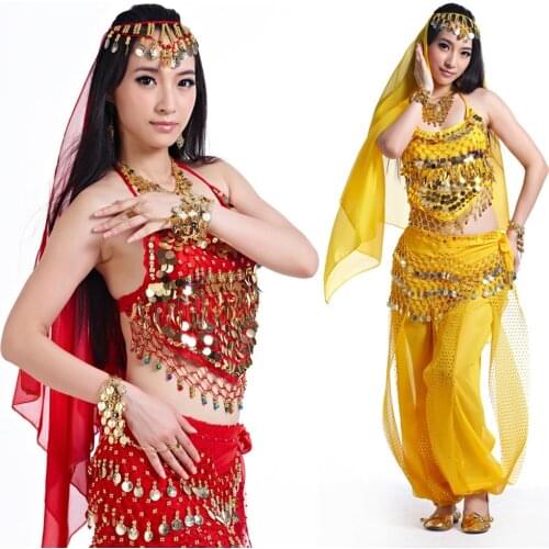 Free shipping nice indian Belly Dance Wears Suits sexy Top+Pants bellydance Costume dress 12 colors common size