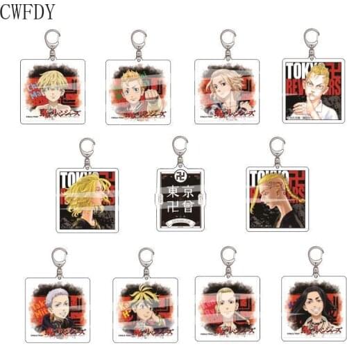 1sets Anime Tokyo Revengers Keychain Men Jewelry Manjiro Ken Takemichi Hinata Atsushi Chibi Kawaii Arcylic Key Chain Wholesale