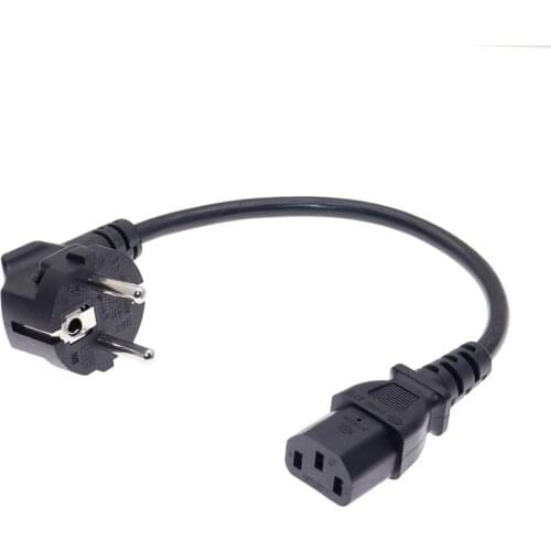 CEE7/7 to IEC C13 Power Cords, 10A/16A, 250V, H05VV-F 0.75mm Cable ,Short Schuko to C13 Power cord,1ft/30cm