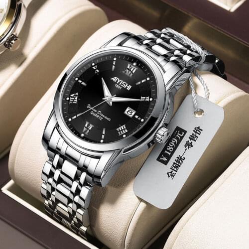 Authentic Top Brand Luxury Mens Watches Waterproof Stainless Steel Watch Quartz Men Date Calendar Business Wristwatch Top A4136