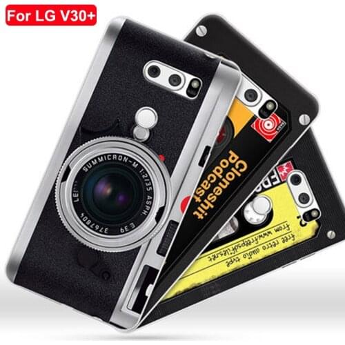 For LG V30+ Case retro phone camera painted Phone Cover For LG V30 plus ShockProof hard PC funda For LG V30plus V30 + case coque