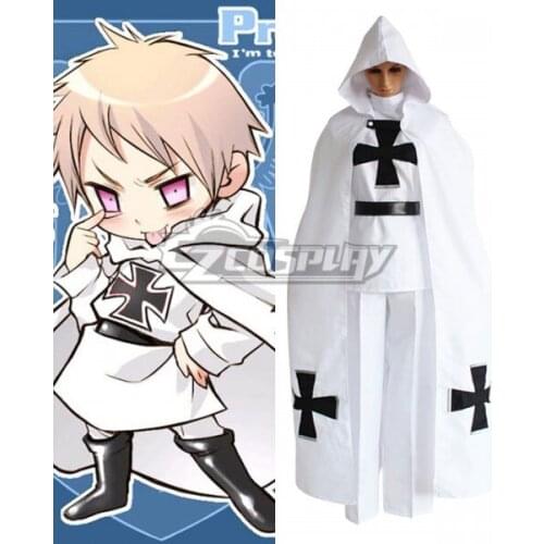 Axis Powers Hetalia Chibi Prussia Knights Outfit Set Cloak for Halloween White Suit Adult Party Uniform Set Cosplay Costume E001