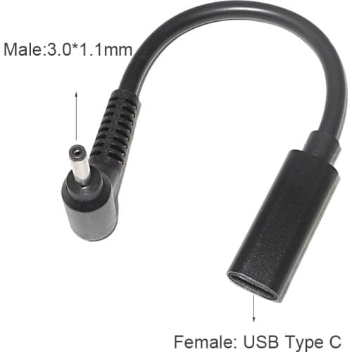 USB C Laptop Charging Cable Cord USB Type C to 3.0 X 1.1mm Dc Power Adapter Plug Connector for Acer Samsung Asus 19V Ac Adapter