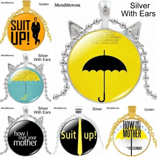 How I Met Your Mother Umbrella Yellow Jewelry With Silver Plated Glass Cabochon Choker Long Pendant Necklace For Girls Gift
