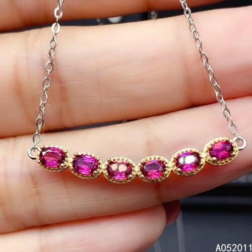 KJJEAXCMY fine jewelry natural garnet 925 sterling silver popular girl new pendant necklace chain support test hot selling