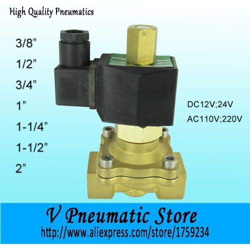 3/4 Inch 2/2 way direct acting brass material normally open water solenoid valve for air water 2WC-20
