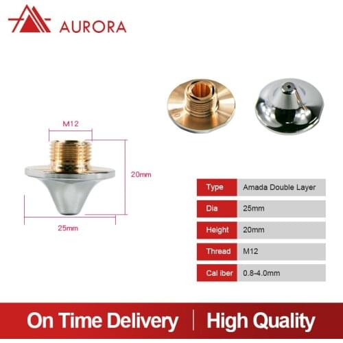 Aurora Laser Carbon Steel Cutting Laser Amada Single Double Layer Nozzle Chromed Layers D25 H20 M12 Caliber 0.8mm-4.0mm