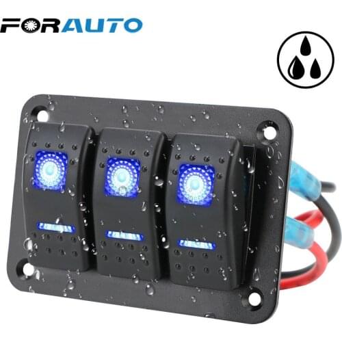 LEEPEE Car Marine Circuit Breaker 3 Gang Rocker Switch Panel ON/OFF Lights With Icon Sticker DC 12V/24V Auto Accessories