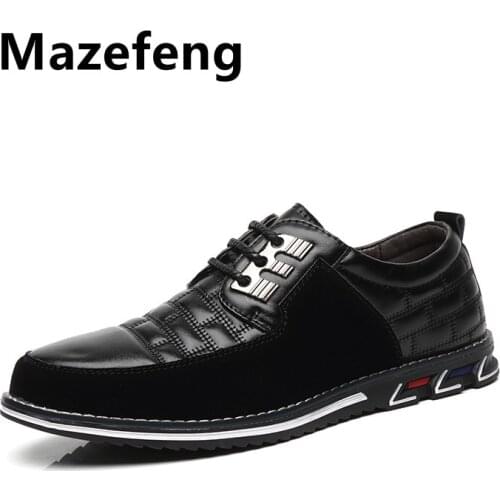 Mazefeng PU Leather Men Casual Shoes Brand 2021 Mens Loafers Moccasins Breathable Slip on Black Driving Shoes Plus Size 38-48