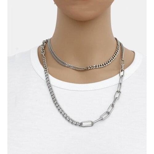 Fashion all-match four-chain mixed titanium steel necklace mens all-match jewelry hot sale