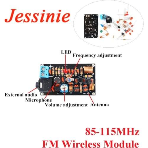 FM Frequency Modulation Wireless Microphone Module 85-115MHz DIY Kit Transmitter Board Parts FM Radio Experiment Training 1.5-9V