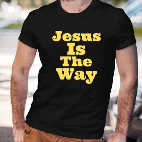 2021 Hot Sale Jesus Is The Way Christian Pray Mens Cotton T Shirt Fashion Summer Casual Short Sleeve Black White Tops Tee