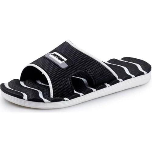 Mens Summer Beach Flip-Flops Fashion Black Stripe Home Shoes Men Slides Casual Bathroom Slippers Male Flat Sandals Big EU39-46