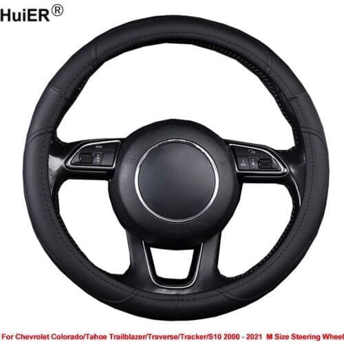 Car Steering Wheel Cover Wrap For Chevrolet Chevy Colorado Tahoe Trailblazer 2000 - 2021 Traverse Tracker S10 M Size Auto Volant