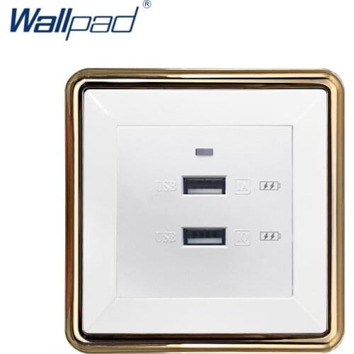 Wallpad Double USB Socket Fast Express Charge Wall Socket Gold Panel LED Indicator 5V 3A