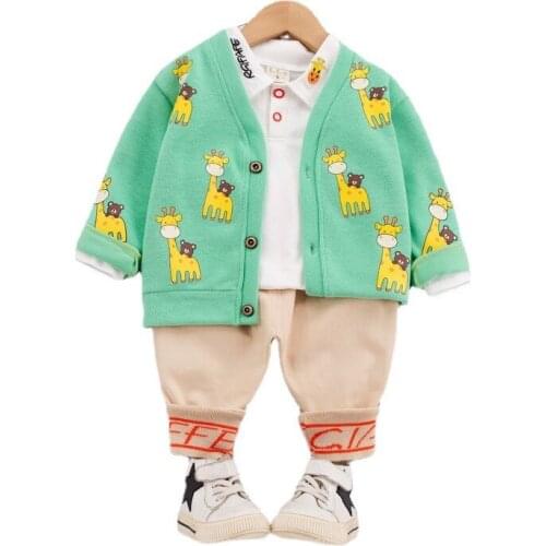 New Autumn Baby Boys Clothes Suit Children Fashion Cartoon Jacket T-Shirt Pants 3Pcs/Sets Toddler Casual Costume Kids Tracksuits