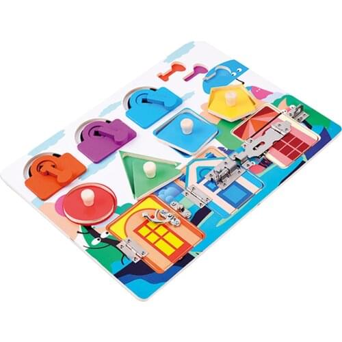 Montessori Educational Lock Toy Learning Busy Board Block Preschool Learning