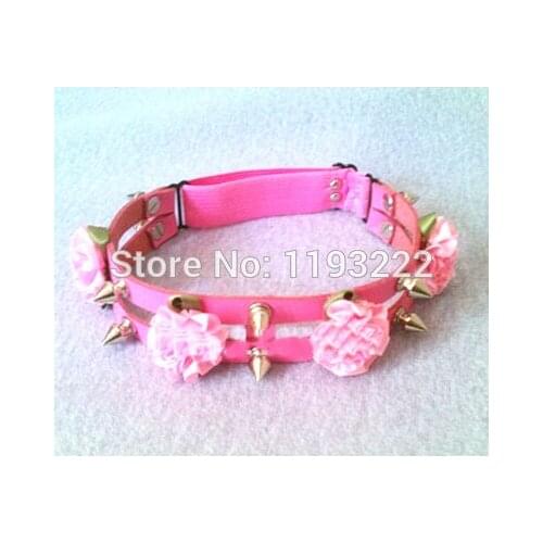 Sexy Handmade Rivets Punk Goth Doule Row Leather Garter Belt Spikes Flower Leg Ring Harness Elastic Back Adjustable