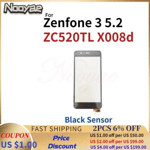 Tested 5.2" Black Sensor For ASUS Zenfone 3 5.2 ZC520TL X008d Touch Screen Digitizer Front Glass Lens Outer Panel