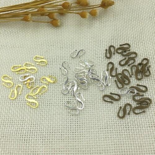 200 PCS 7*12mm Metal Copper Buckle Connectors 3 Colors Plated Clasps & Hooks DIY Jewelry Accessories