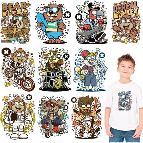 Cartoon animals various patterns Washable Stickers on Clothes Patches for clothing Ironing stickers Thermal transfer printing