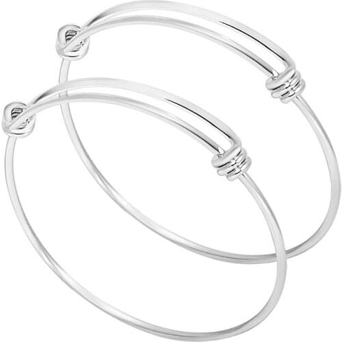 Stainless Steel Adjustable DIY Bracelet Bangles for Women Men Silver Color Jewelry Gifts