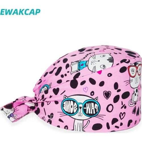 Adjustable Scrub Cap pure Cotton Elastic Nursing Hat Uniform Accessories Hats Dentist Clinic Working Surgicals Caps Women Men