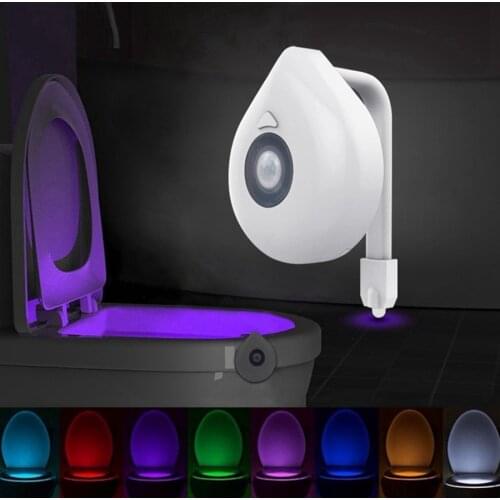Smart PIR Motion Sensor Toilet Seat Night Light 8 Color Waterproof Toilet LED Lighting WC Toilet Light Toilet Night Light