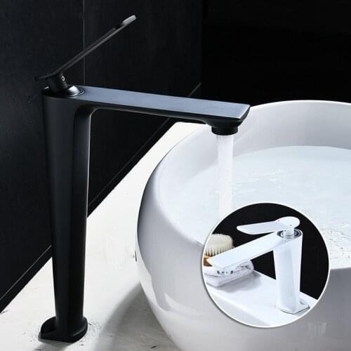 Basin Faucets Copper Bathroom Faucet Single handle Basin Mixer hot and cold black White Faucet Brass Sink Water Crane